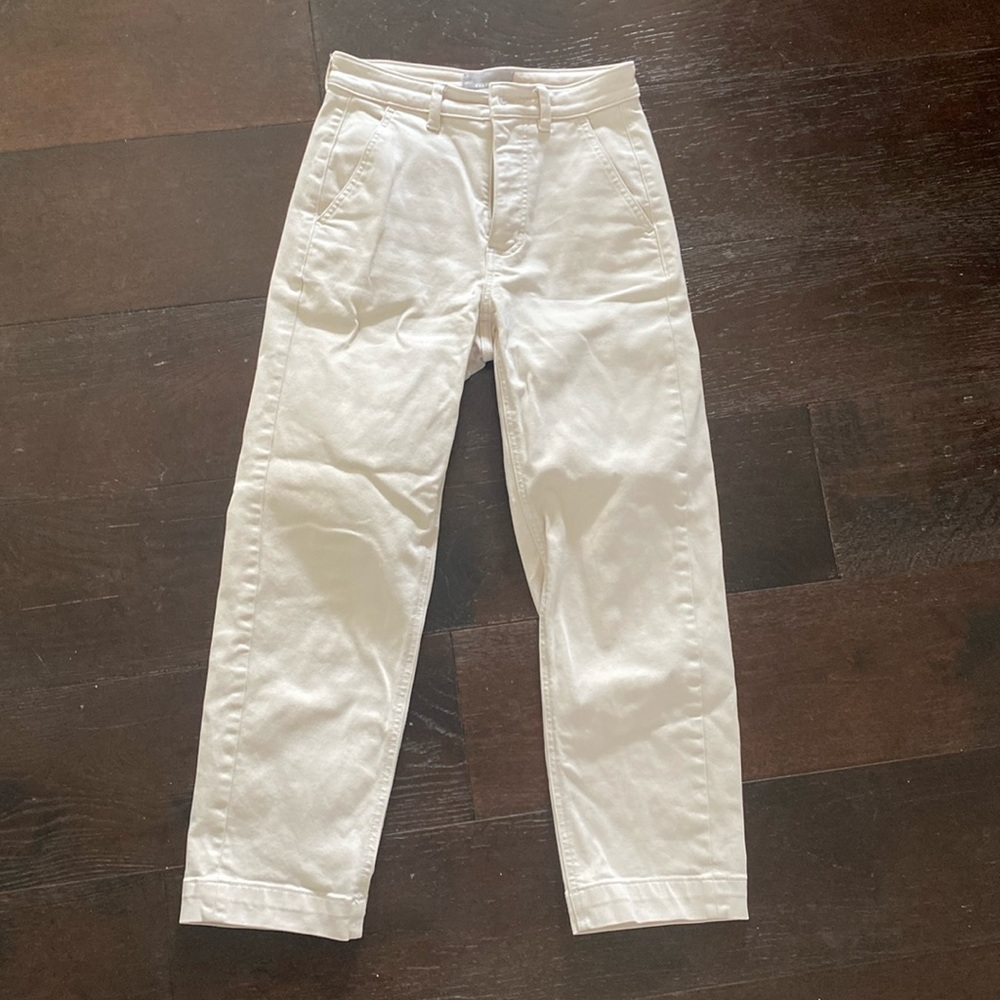 Everlane cream colored straight leg crop